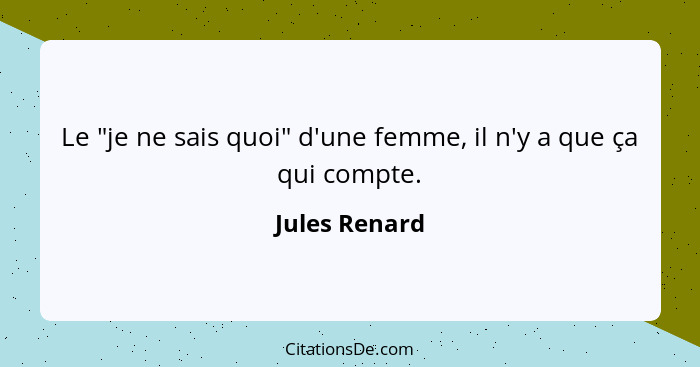 Le "je ne sais quoi" d'une femme, il n'y a que ça qui compte.... - Jules Renard