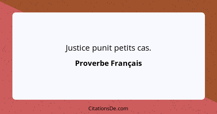 Justice punit petits cas.... - Proverbe Français