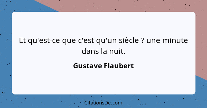 Et qu'est-ce que c'est qu'un siècle ? une minute dans la nuit.... - Gustave Flaubert