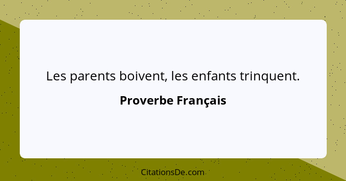 Les parents boivent, les enfants trinquent.... - Proverbe Français