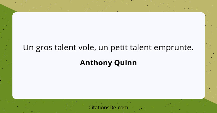 Un gros talent vole, un petit talent emprunte.... - Anthony Quinn
