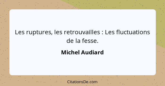 Les ruptures, les retrouvailles : Les fluctuations de la fesse.... - Michel Audiard