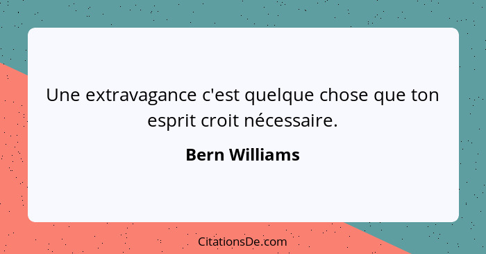 Une extravagance c'est quelque chose que ton esprit croit nécessaire.... - Bern Williams