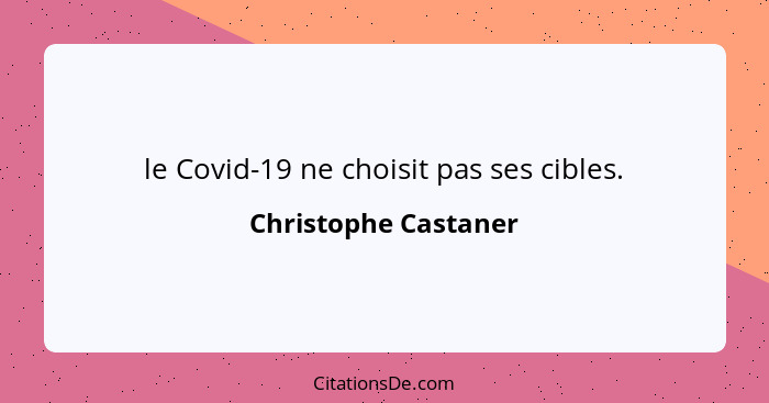 le Covid-19 ne choisit pas ses cibles.... - Christophe Castaner