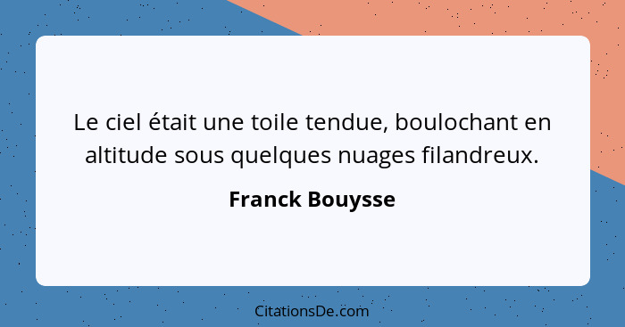 Le ciel était une toile tendue, boulochant en altitude sous quelques nuages filandreux.... - Franck Bouysse