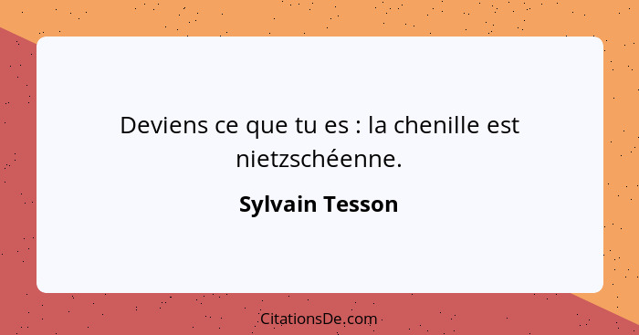 Deviens ce que tu es : la chenille est nietzschéenne.... - Sylvain Tesson